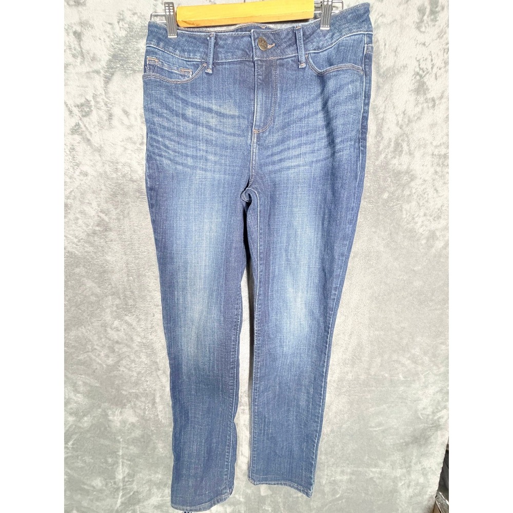 Lee Womens Jeans 12 Long Dark Wash Reg Fit Straight Leg Mid Rise Secretly Shapes